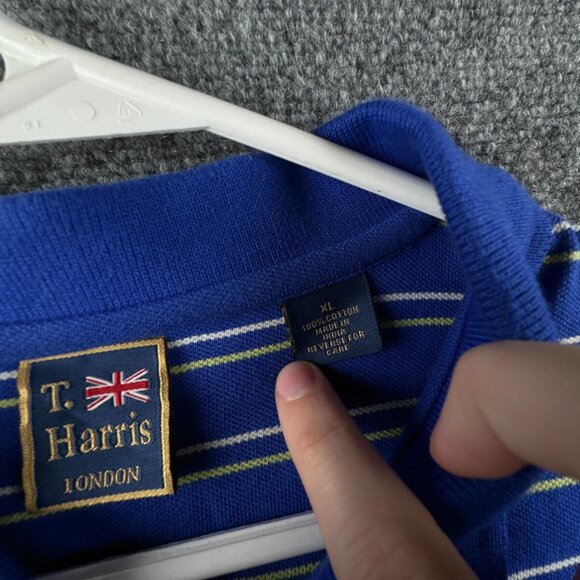 NWT T Harris Polo Shirt Mens XL Short Sleeve Casual Basic Preppy Rugby Striped - Picture 8 of 13